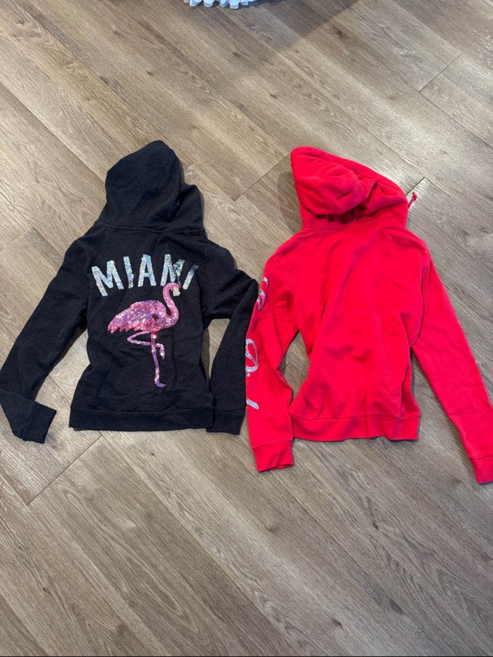 PINK Victoria's Secret Hooded Zip Sweatshirts - Black & Bright red